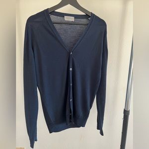 John Smedley Petworth wool cardigan in midnight blue, Size M